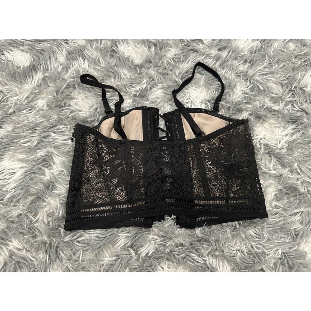 Victoria's Secret Black and Tan Lace Corset Medium M - Picture 3 of 9